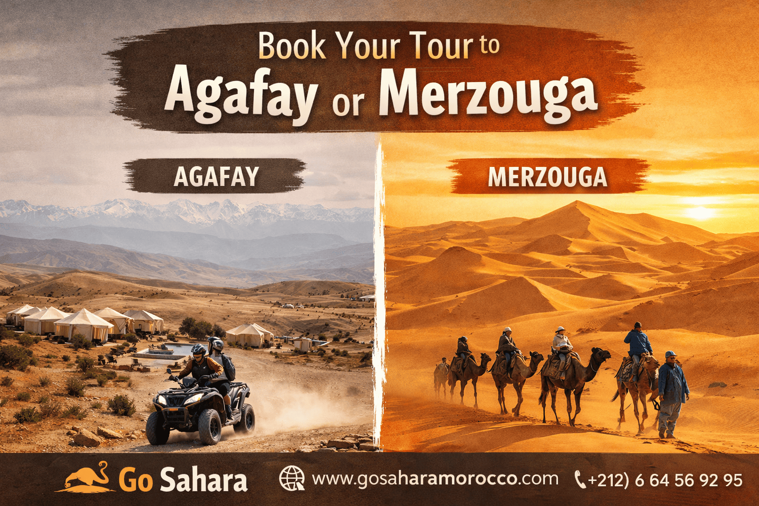 Book your tour to Agfay desert or Merzouga with go Sahara Morocco